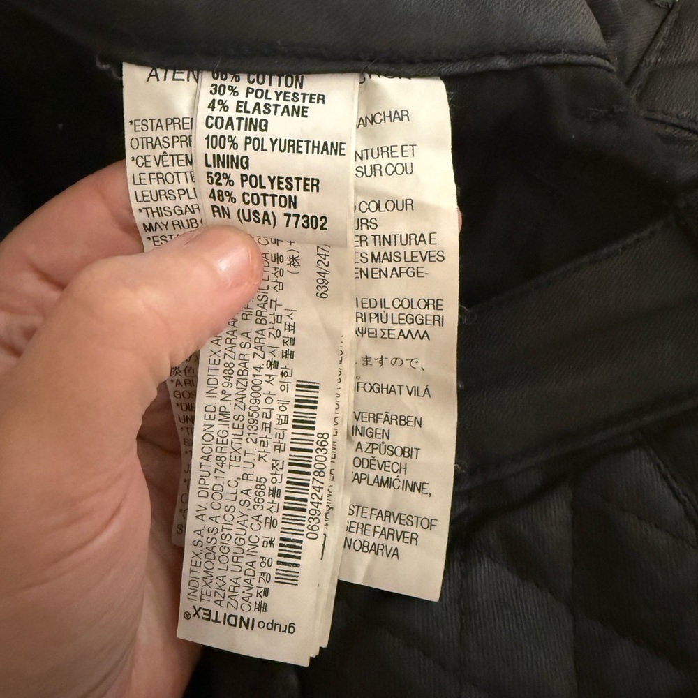 Zara Black Faux Leather Quilted Pants - Picture 6 of 6